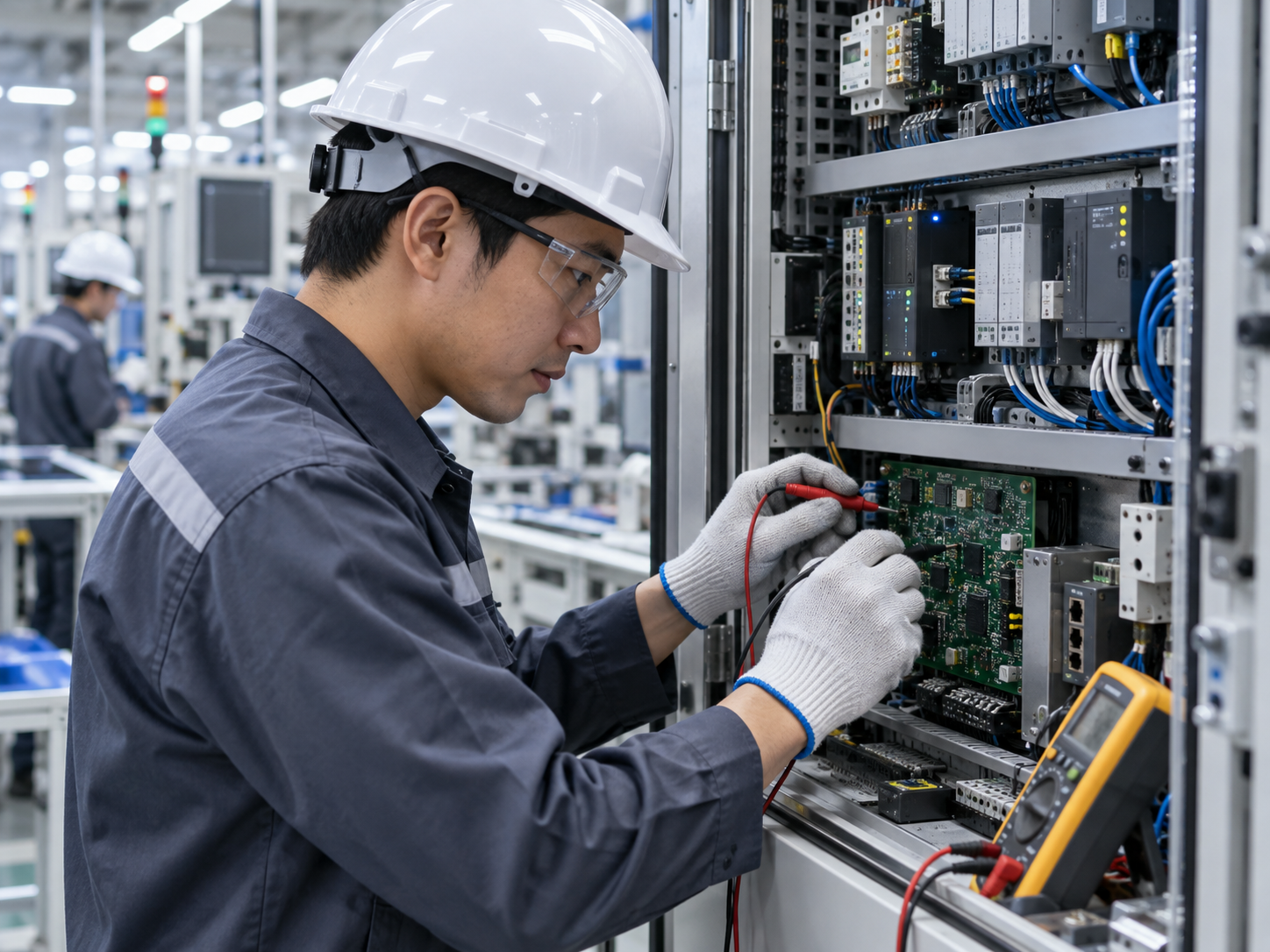 Engineer inspecting an intelligent control system